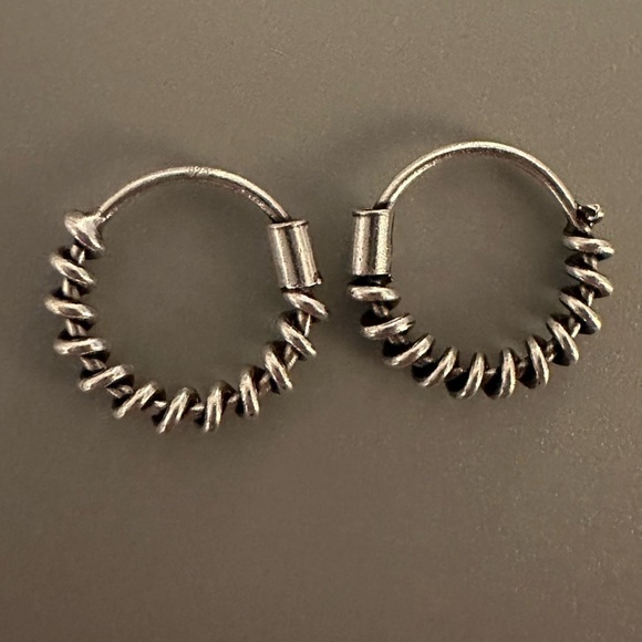 Sterling Silver Twist Bali Hoop Earrings 10mm - Picture 3 of 9